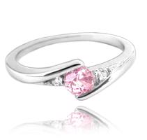 MINET Elegantní stříbrný prsten s růžovým zirkonem vel. 63