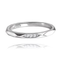 MINET+ Minimalistický snubní stříbrný prsten se zirkony vel. 56