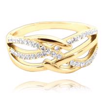 MINET Pozlacený luxusní stříbrný prsten s bílými zirkony vel. 61
