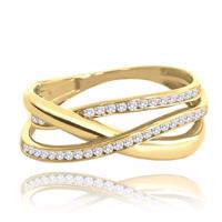 MINET Zlatý zapletený prsten s bílými zirkony Au 585/1000 vel. 56 - 2,55g
